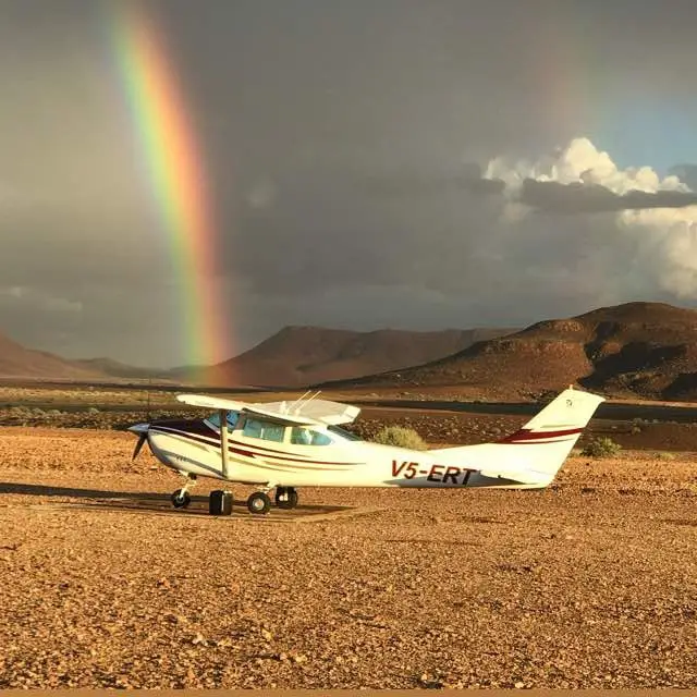 A remote unpaved Southern African bush strip from the air
